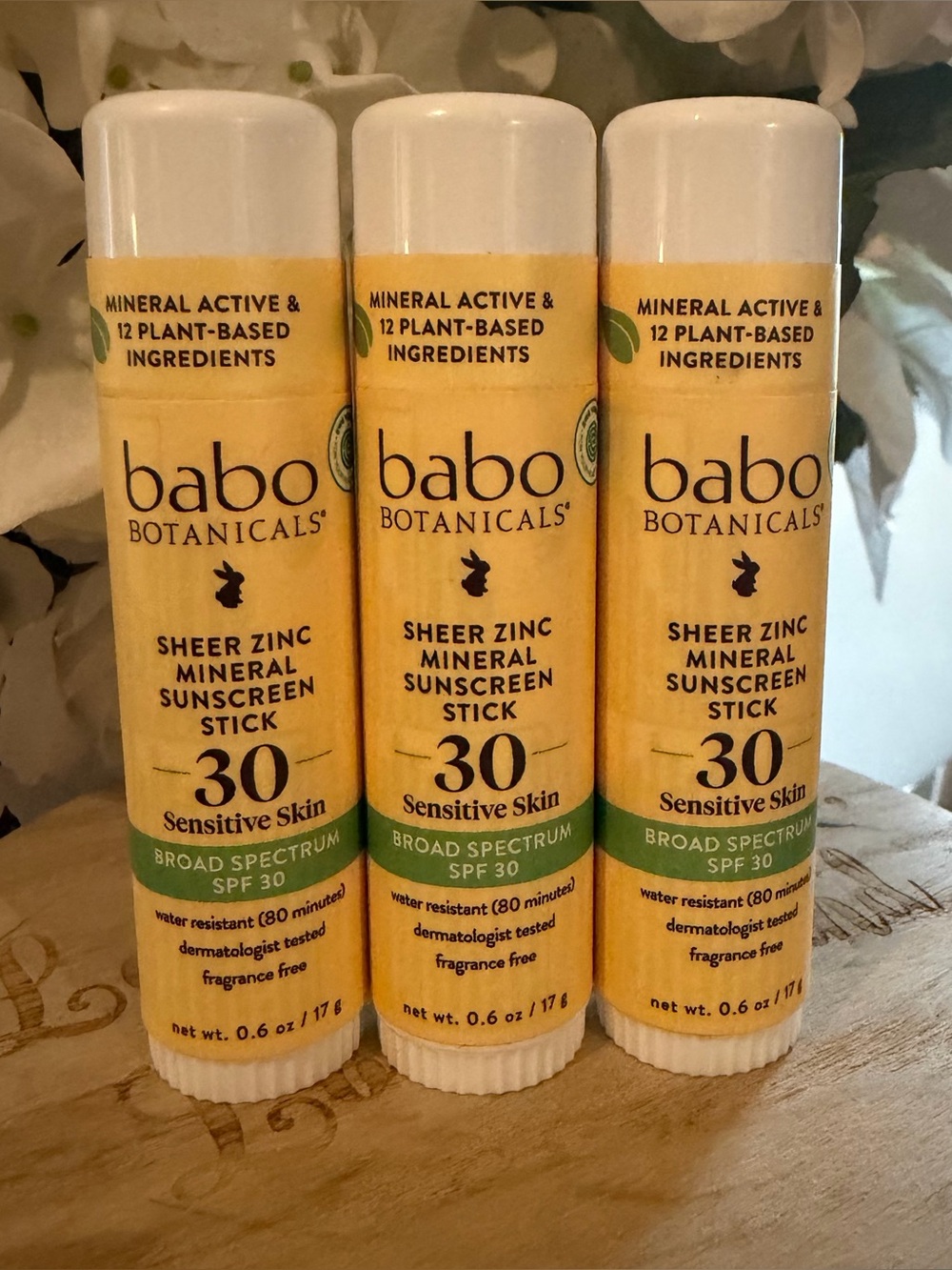 3x Babo Botanical Sheer Zinc
Sensitive skin Mineral Sunscreen
Stick SPF30 Vegan